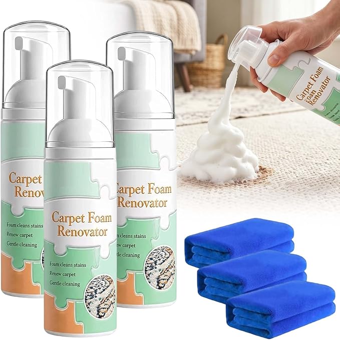 🔥🧼Waterless Carpet Foam Stain Remover With Towel Carpet Foam Renovator